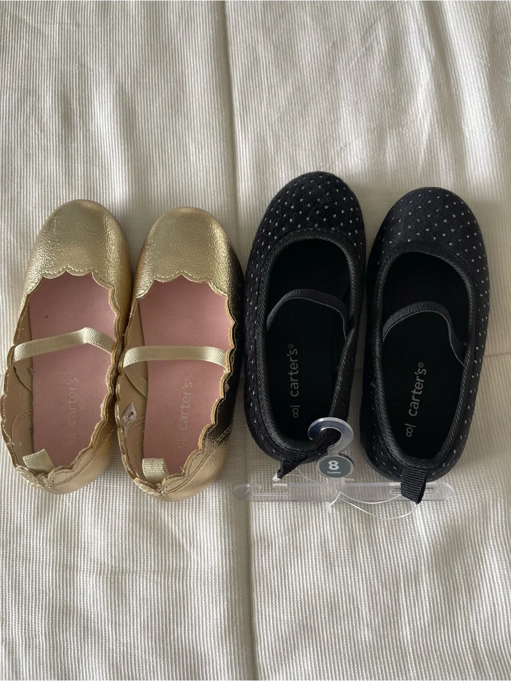 Carter's Girls Gold and Black Ballet Flats Set
